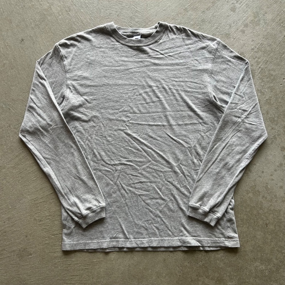 Vintage 90s Gap Blank Long Sleeve Shirt Size Medium Gray Cotton Crewneck